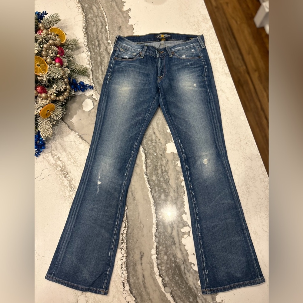 Lucky Brand Zoe Boot 2000s Low Rise Blue Denim Flare Leg Jeans